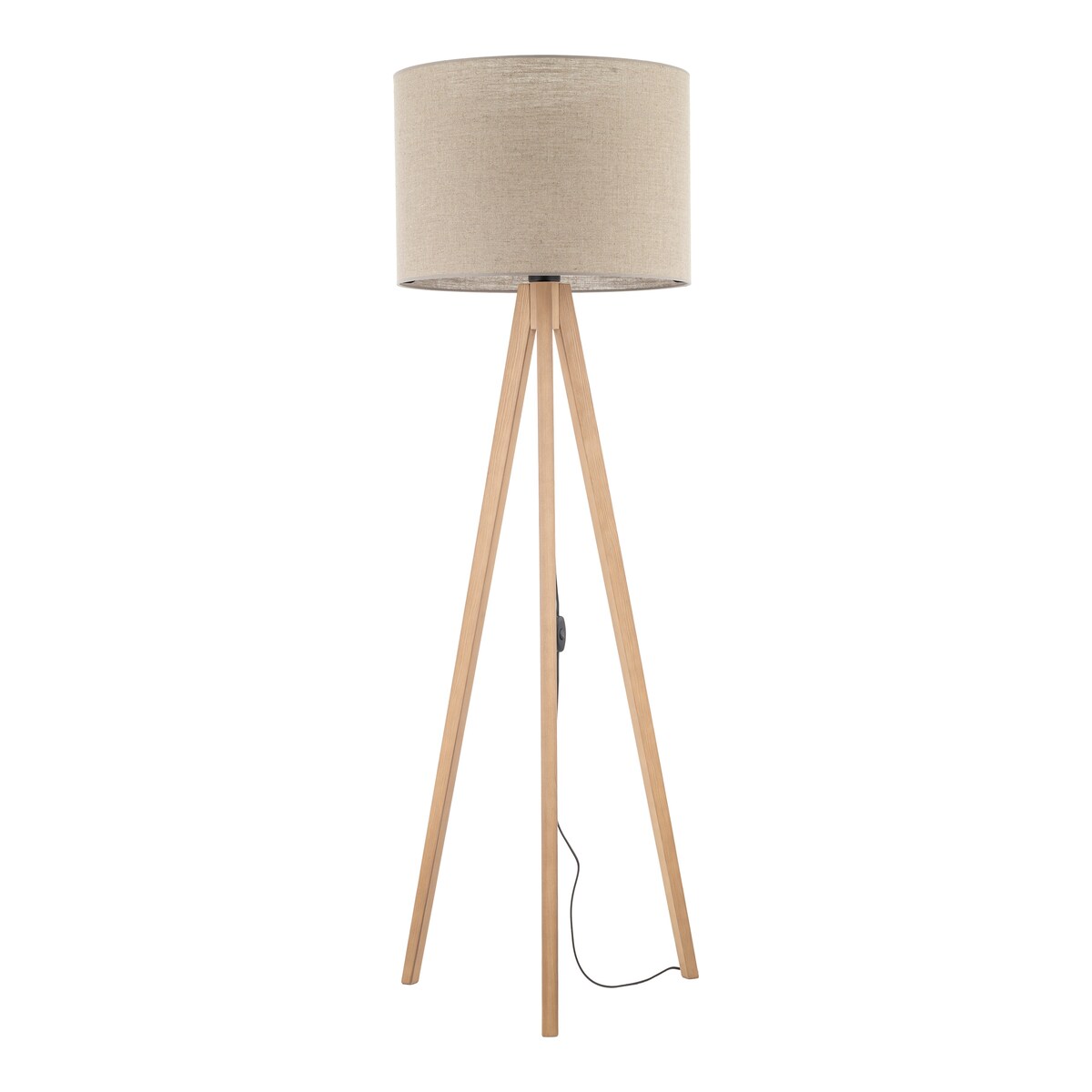 Lampa podłogowa TK Lighting GRAND SOSNA 16021 drewniana z lnianym abażurem E27 145 cm do salonu