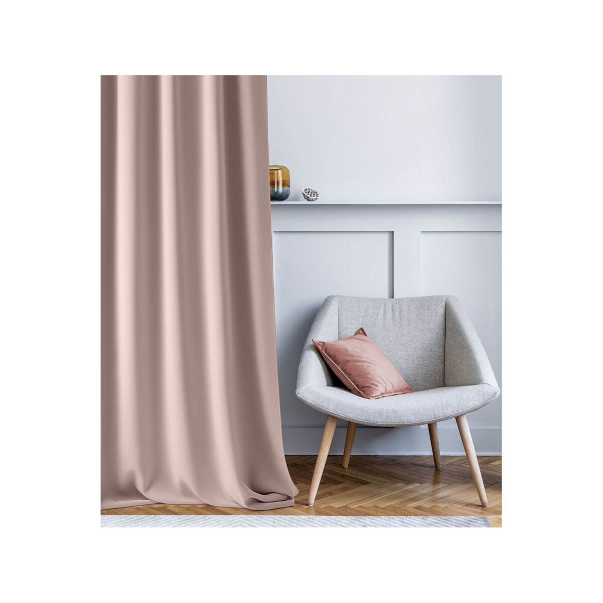 Zasłona Gotowa Pudrowy Róż 140 x 280 Przelotki Kółka Półzaciemniająca Gładka