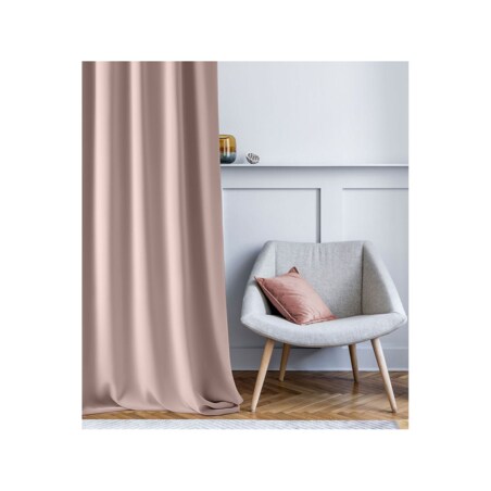 Zasłona Gotowa Pudrowy Róż 140 x 280 Przelotki Kółka Półzaciemniająca Gładka