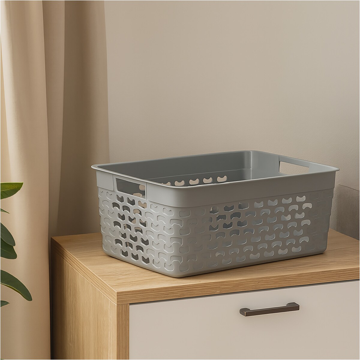 Koszyk Ażurowy Koszyczek Pudełko Organizer Jasnoszary