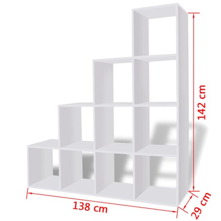vidaXL Regał schodkowy, 142 cm, biały
