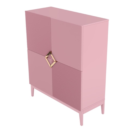 Drewniana komoda Visby DEMI HIGH / kolor pudrowy róż