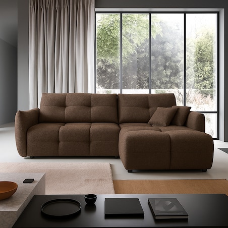 Narożnik z funkcją spania do salonu BOSE, prawostronny, caffe latte