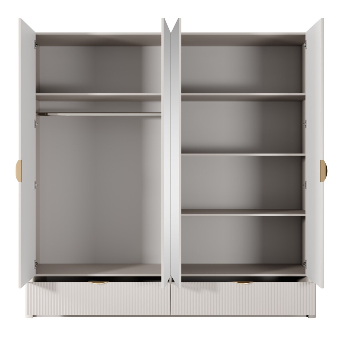 Szafa Duża Ryflowana LENA z lustrem, beżowa