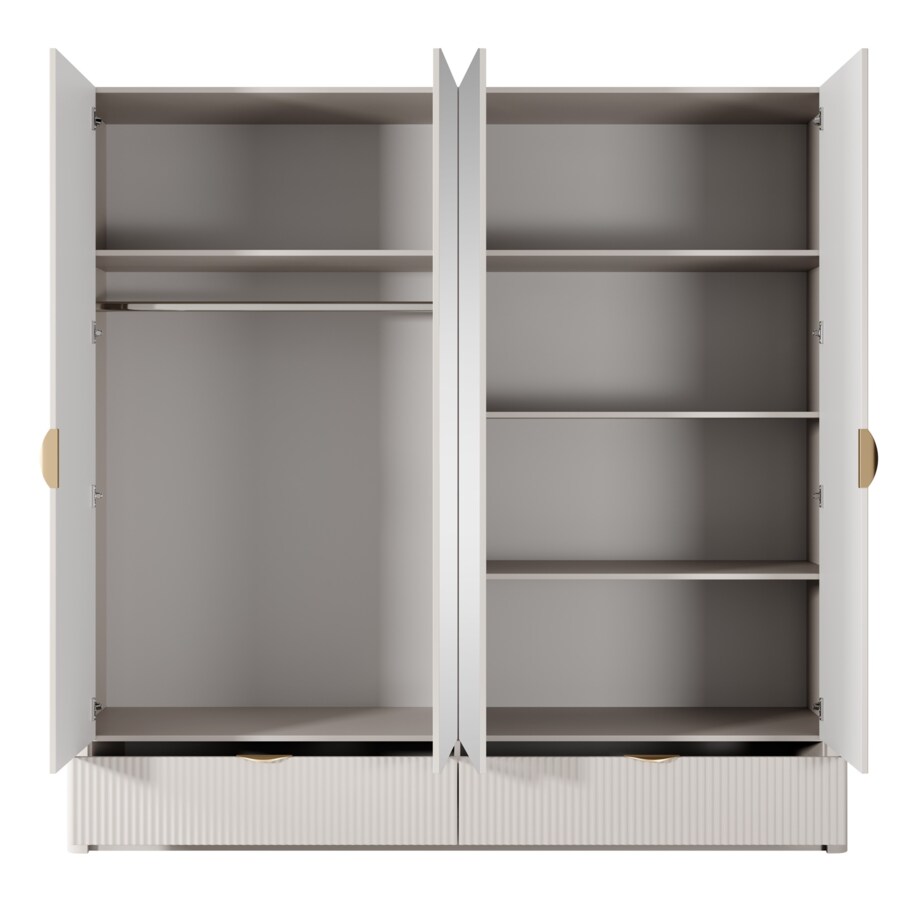 Szafa Duża Ryflowana LENA z lustrem, beżowa