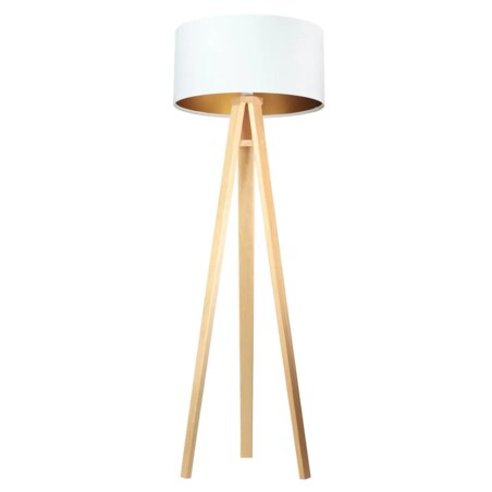Lampa stojąca HOME 50 biała/złota/sosna