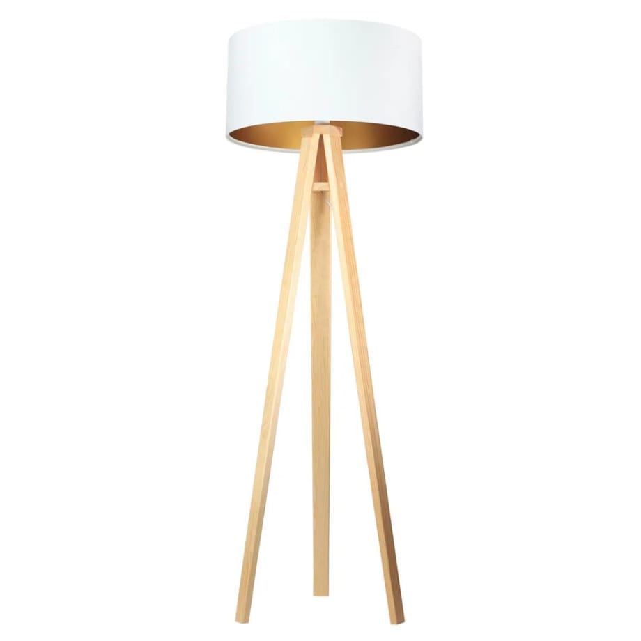 Lampa stojąca HOME 50 biała/złota/sosna