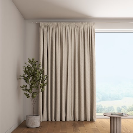 Zasłona na taśmie marszczącej 1 szt. 130x260 beżowo-kremowe geometryczne wzory