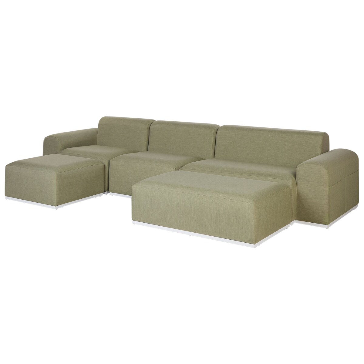 Sofa ogrodowa z otomaną dla 7 osób BATTIFOLLO Modułowy Oliwkowy