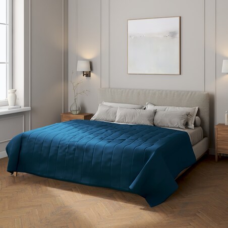 Narzuta pikowana w pasy 260x210 ocean blue (morski niebieski)