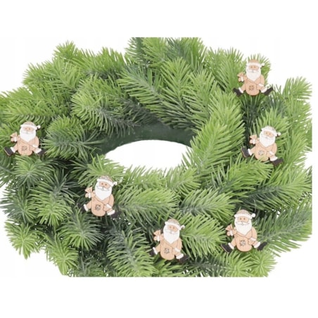 Mikołaj Gwiazdor Drewniany Na Przylepcu 6Szt 3,2Cm