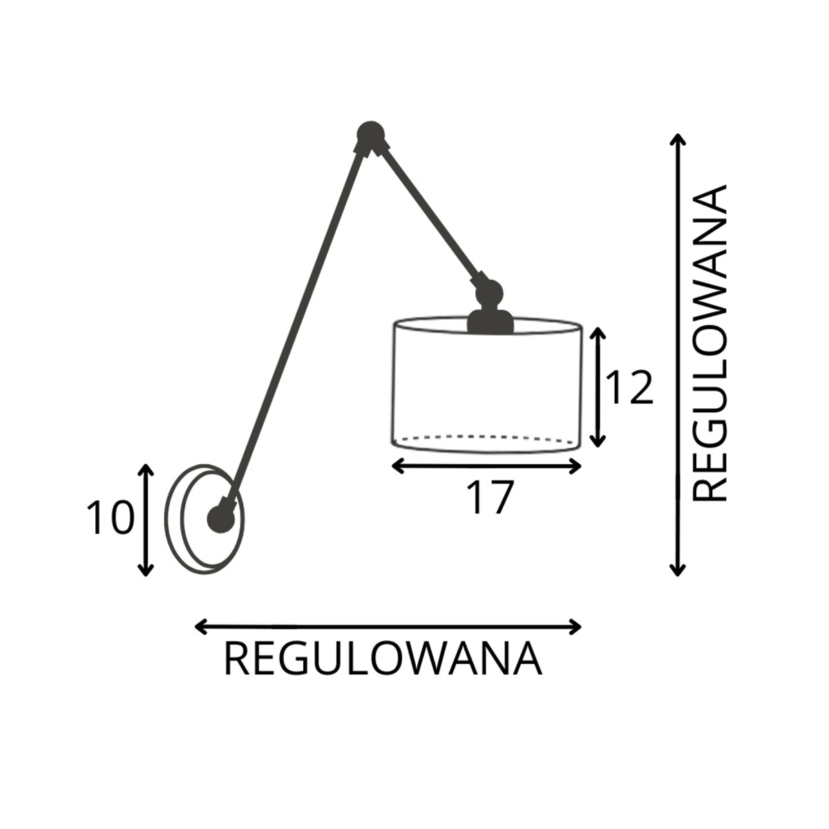 Kinkiet przegubowy lampa ścienna lampa na ścianę regulowany z abażurem walec SOUL II