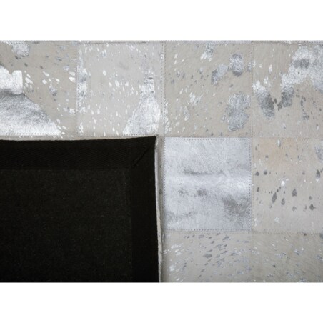 Dywan patchwork skórzany 160 x 230 cm beżowo-srebrny YAZIR