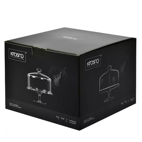 Patera z Kloszem Glamour Krosno 31 cm na Nodze Stopce Duża do Serwowania