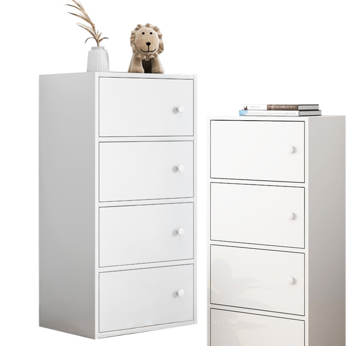 Nowoczesna pojemna komoda szafka duża biała skandynawski loft retro 4 półki