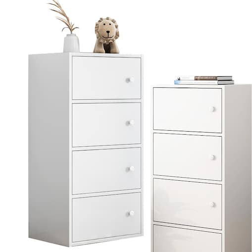 Nowoczesna pojemna komoda szafka duża biała skandynawski loft retro 4 półki