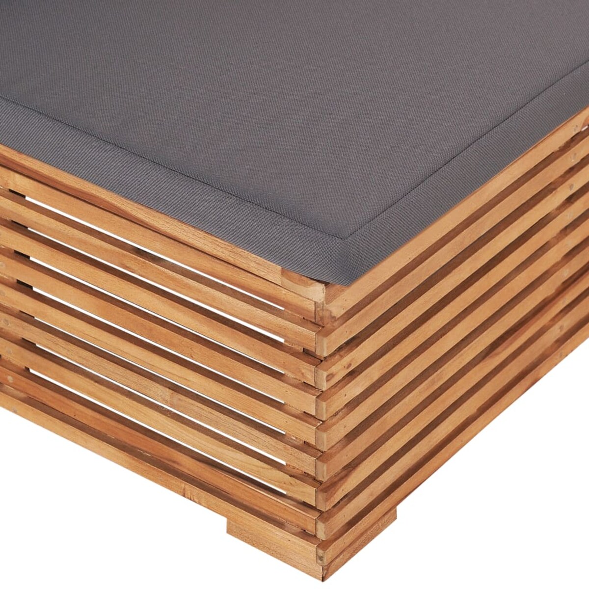 vidaXL Siedzisko ogrodowe z szarą poduszką, lite drewno tekowe