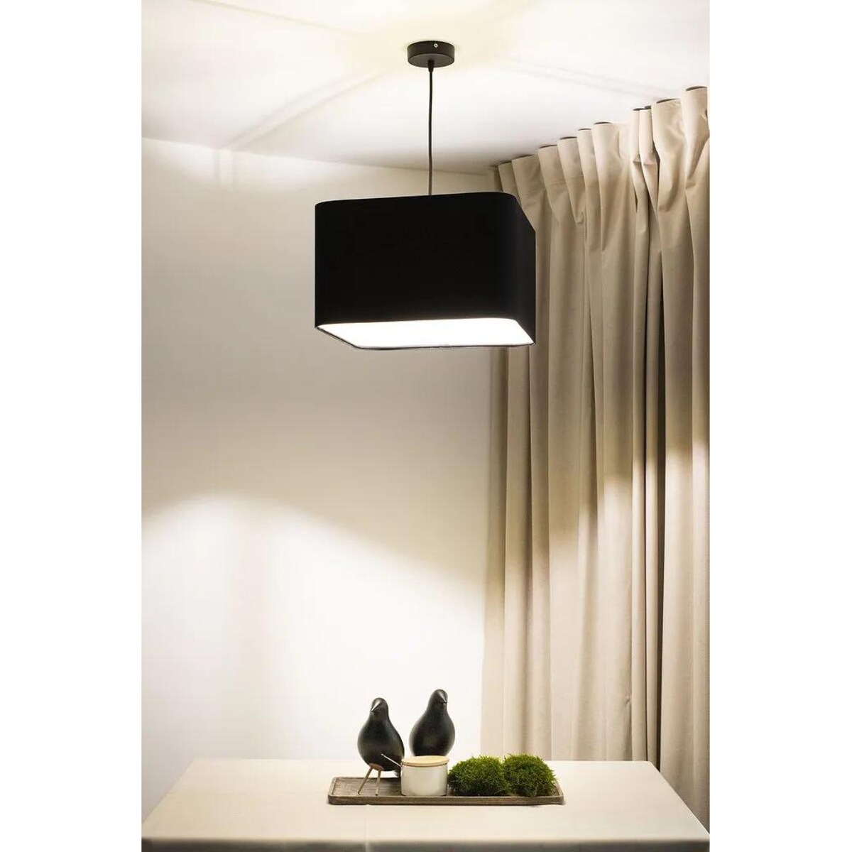 Lampa wisząca KWADRO LEN 005-40w25 czarna/beżowa