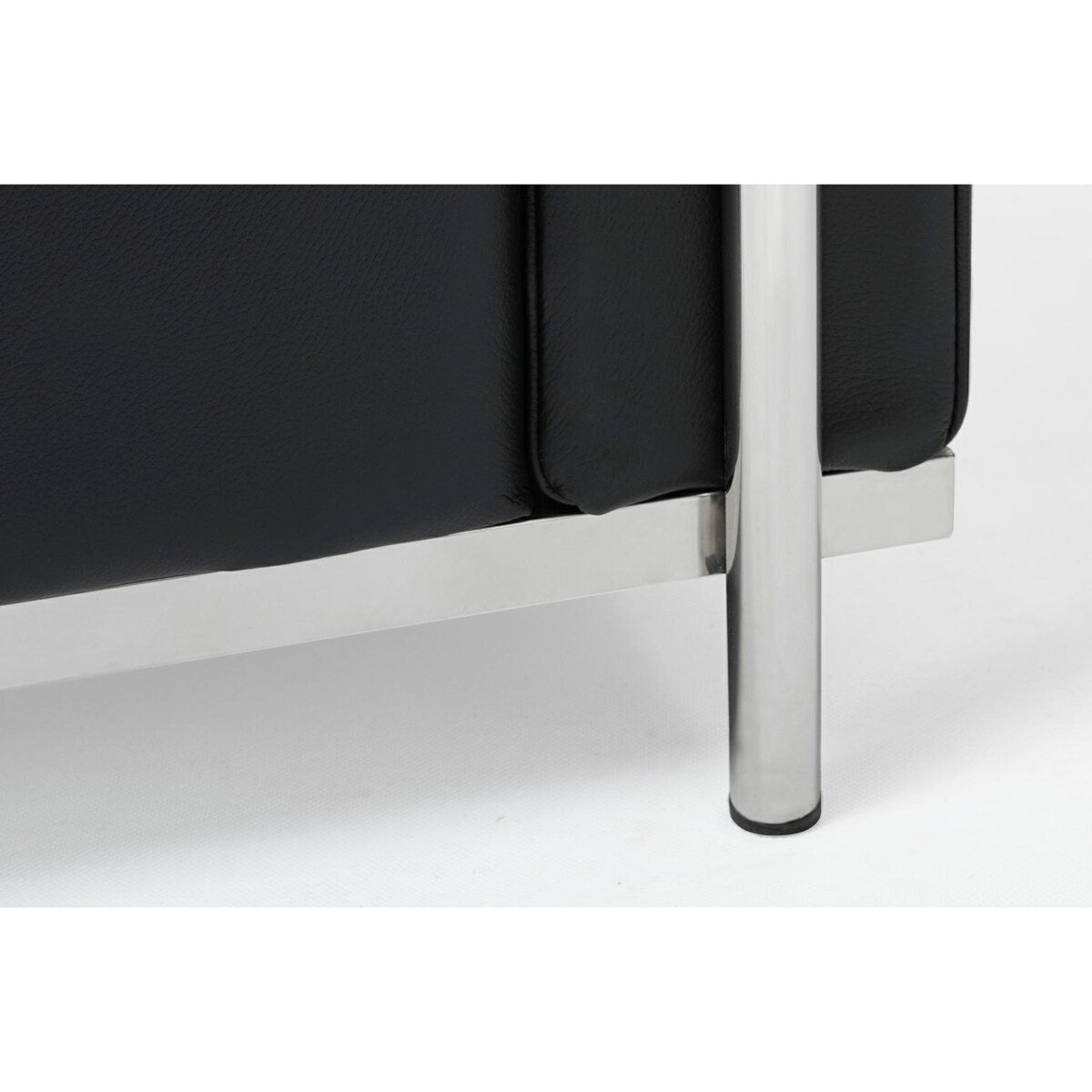 Sofa trzyosobowa SOFT LC2 czarna - włoska skóra naturalna, metal