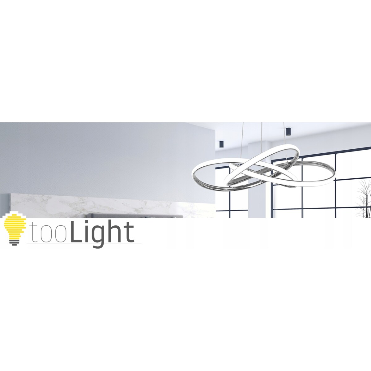 Lampa Sufitowa Wisząca Metal Ring Chrom Led +Pilot