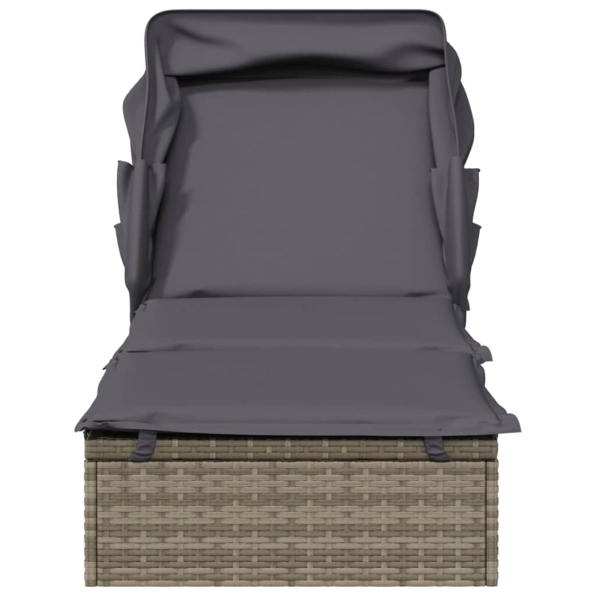 vidaXL Leżak ze składanym dachem, szary, 213x63x97 cm, polirattan