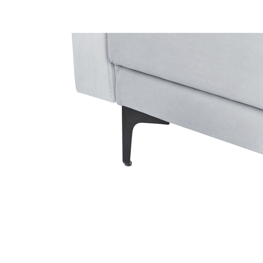 Sofa prawostronna rozkładana welurowa jasnoszara ABERDEEN