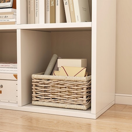 Regał otwarty biały 6 półek na książki szafka loft nowoczesny 100x67x30 cm