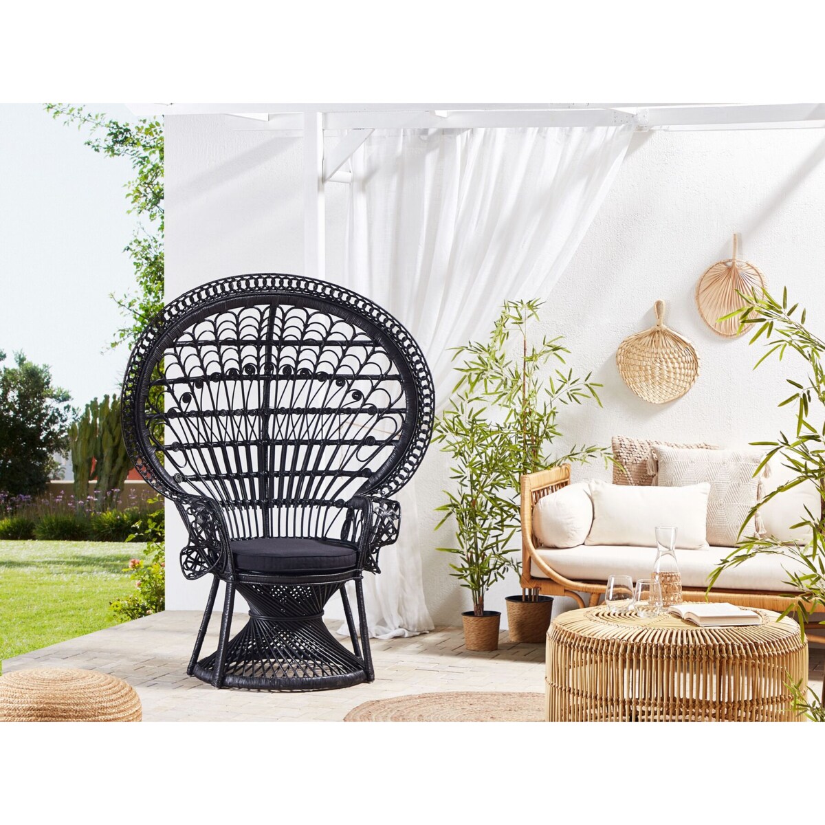 Fotel paw rattanowy czarny EMMANUELLE