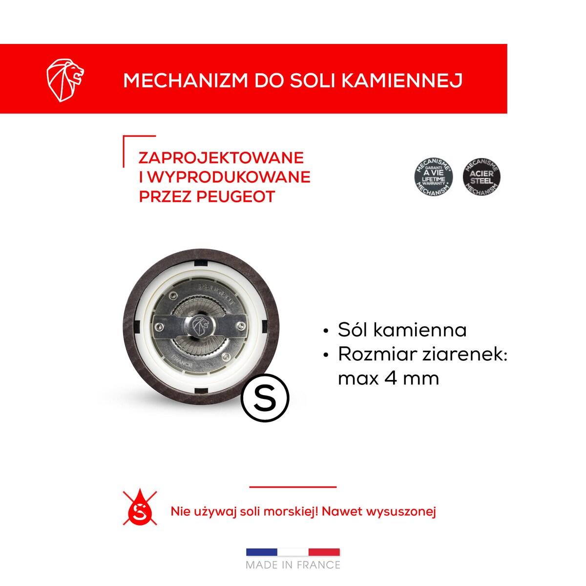 ISEN Młynek do soli 18 cm naturalny / PEUGEOT