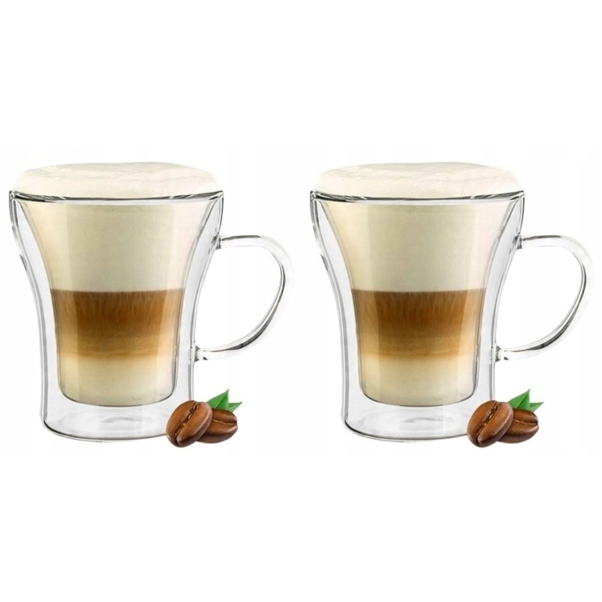 2x SZKLANKA Z UCHEM termiczna 200 ml podwójna ścianka na kawę herbatę zioła