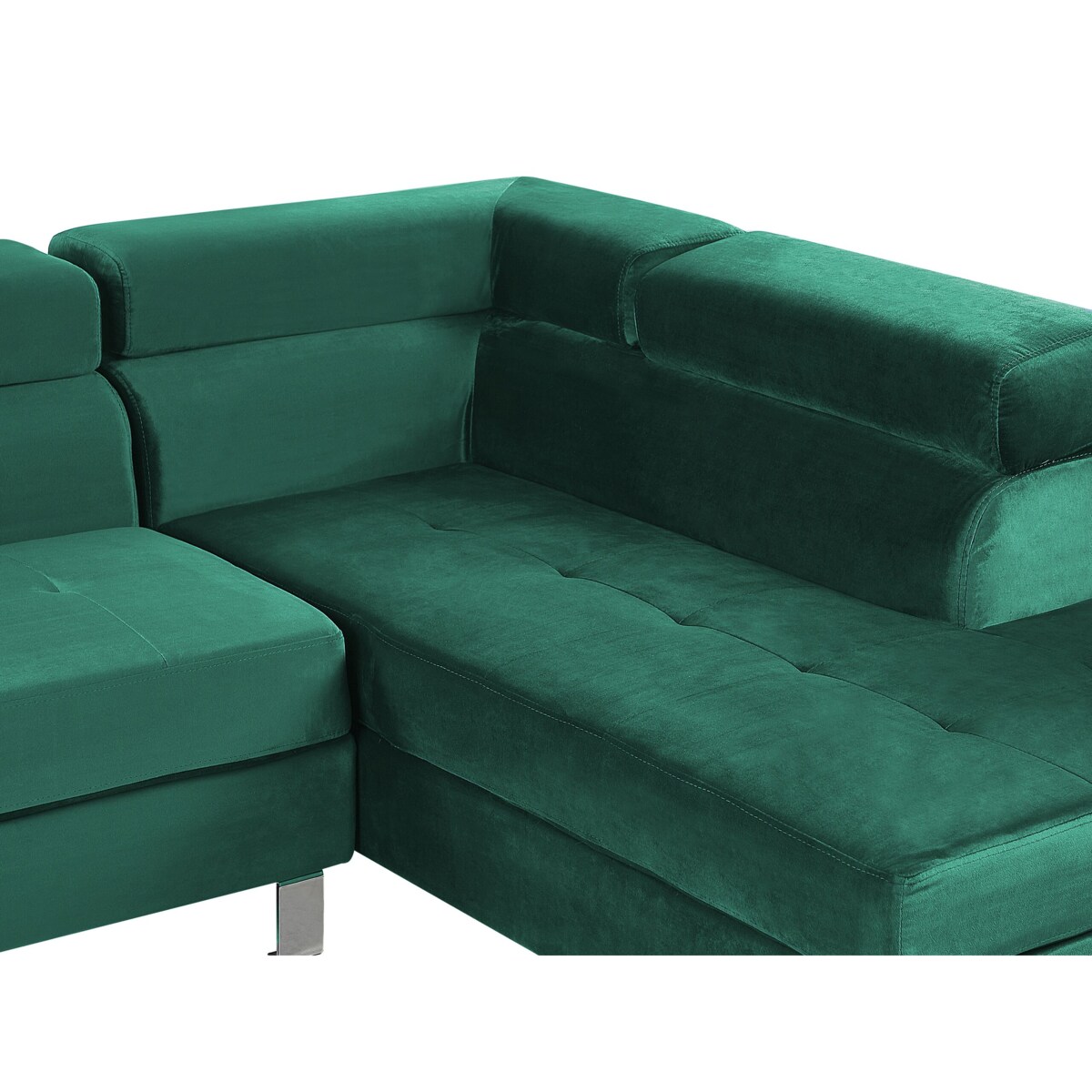 Narożnik welurowy lewostronny zielony NORREA