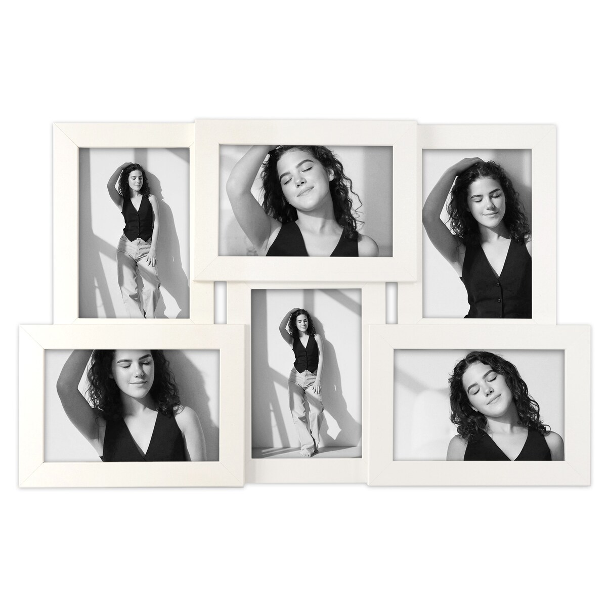 Multirama ramka na zdjęcia 6 zdjęć. Biała multirama na sześć zdjęć 10x15 cm Ramka na zdjęcia 6 w 1 MULTI HEN S FRAMAI®