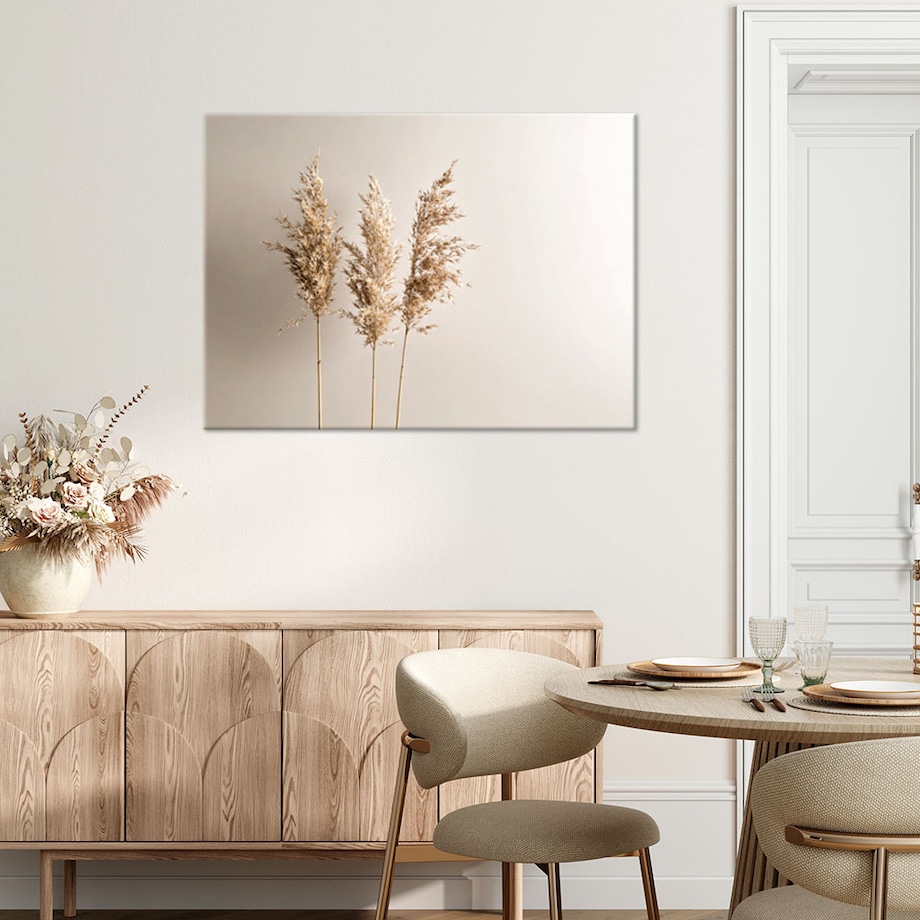 Obraz do salonu kuchni biura, Trawa pampasowa rośliny natura beżowy 100x70