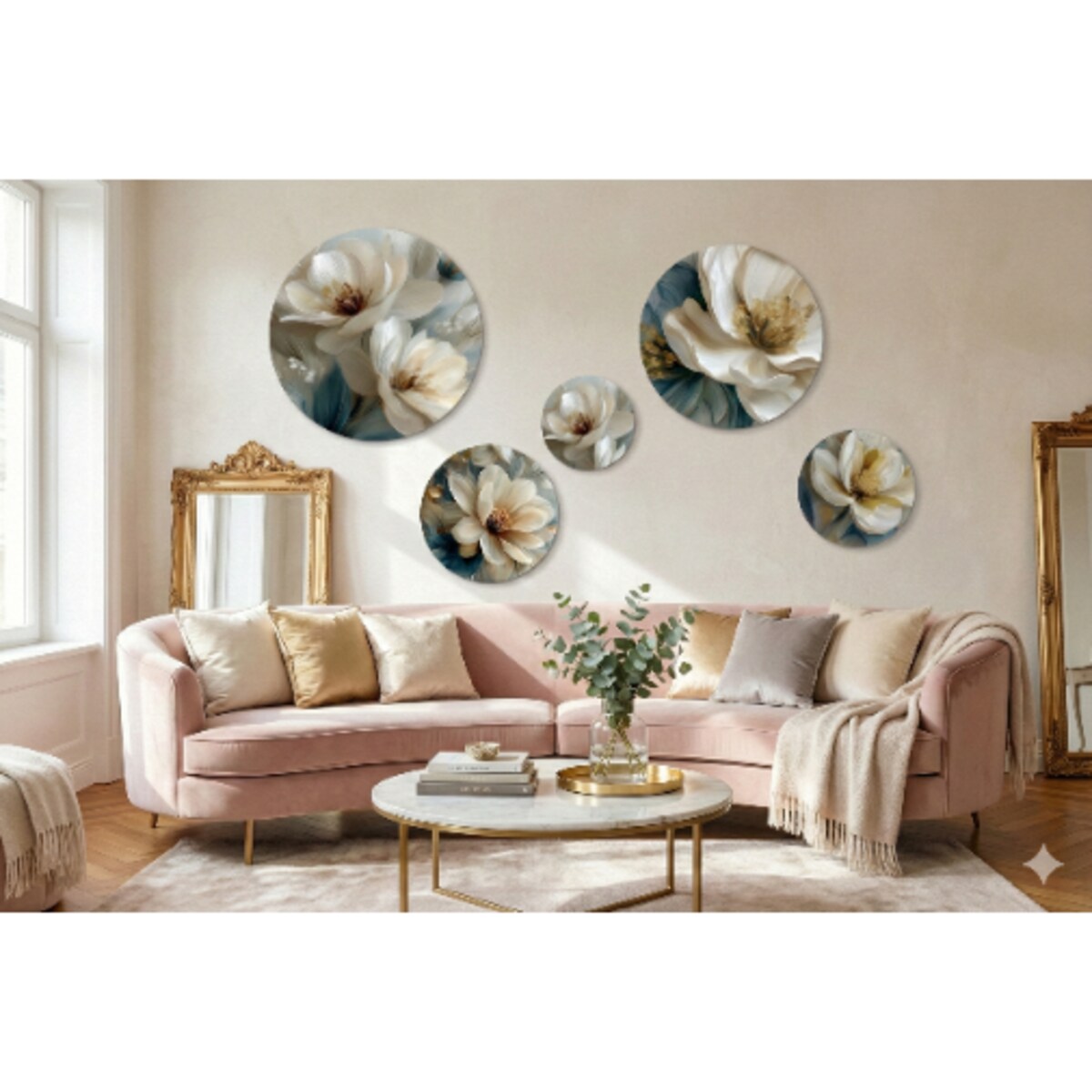 Obrazy ścienne Białe Kwiaty na ścianę do pokoju salonu sypialni 5 sztuk