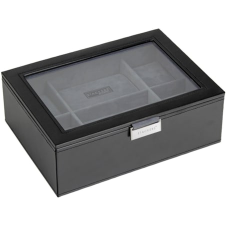 Pudełko na zegarki Stackers czarne ze szklaną pokrywką