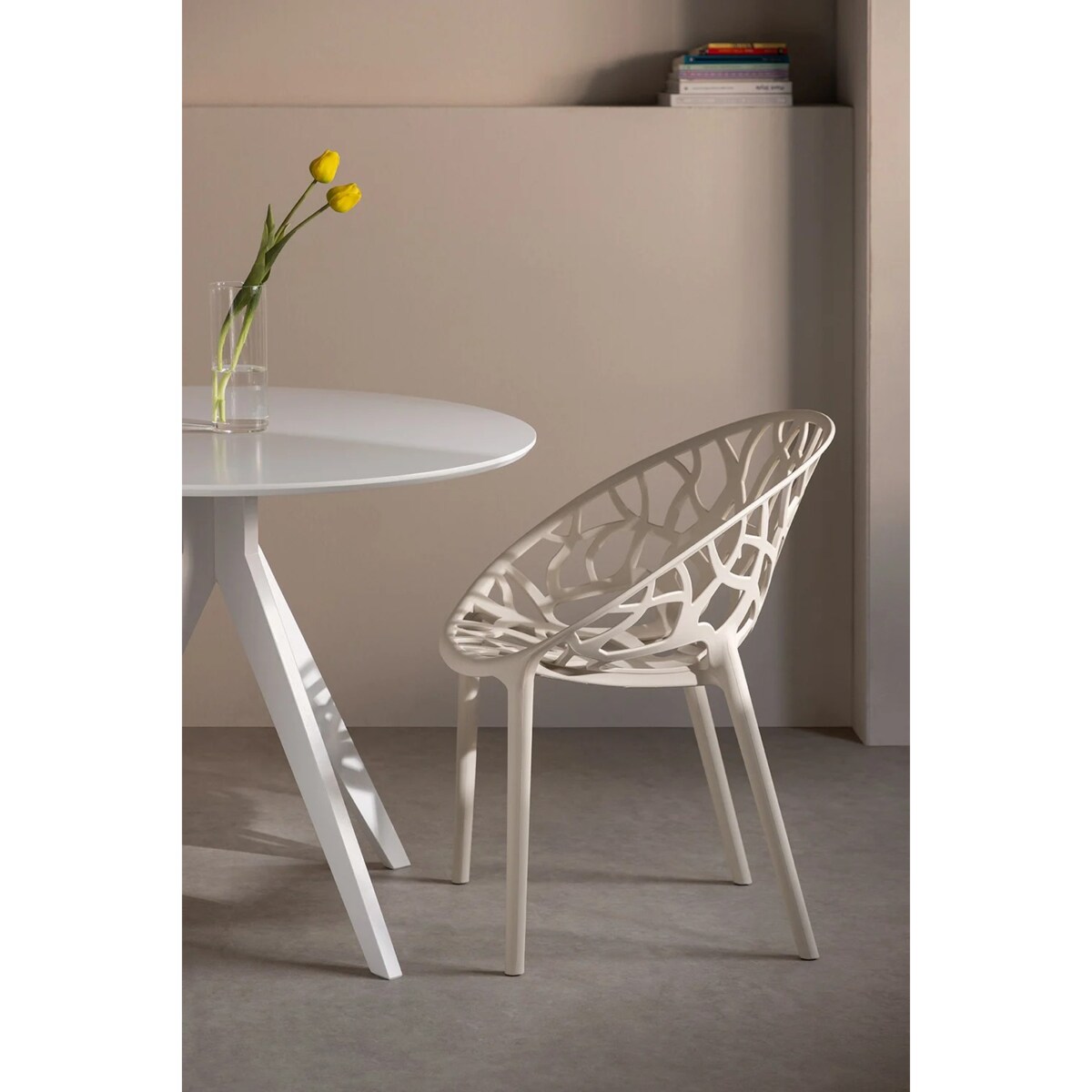 Krzesło z polipropylenu, sztaplowane, Coral, kremowo-szare