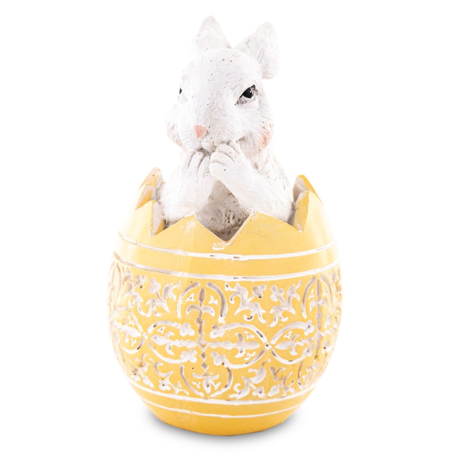 Dekoracja - króliczek w skorupce PISANKI 13x7,5x7,5 cm pomarańczowa