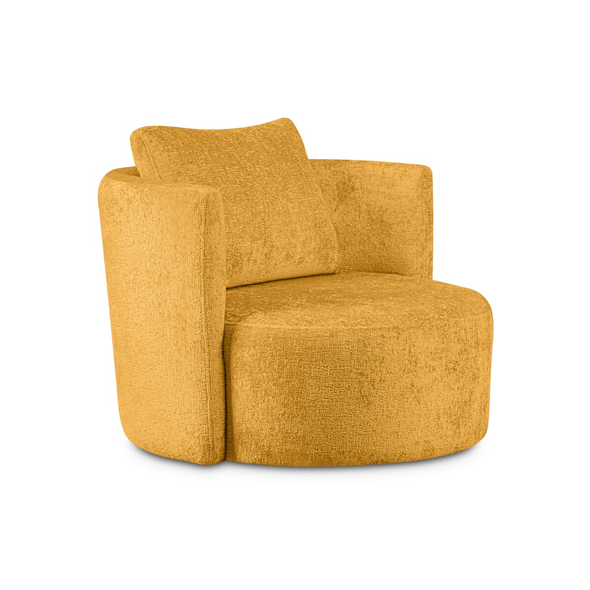 KONSIMO RAGGI Zestaw fotel i puf obrotowy musztardowy