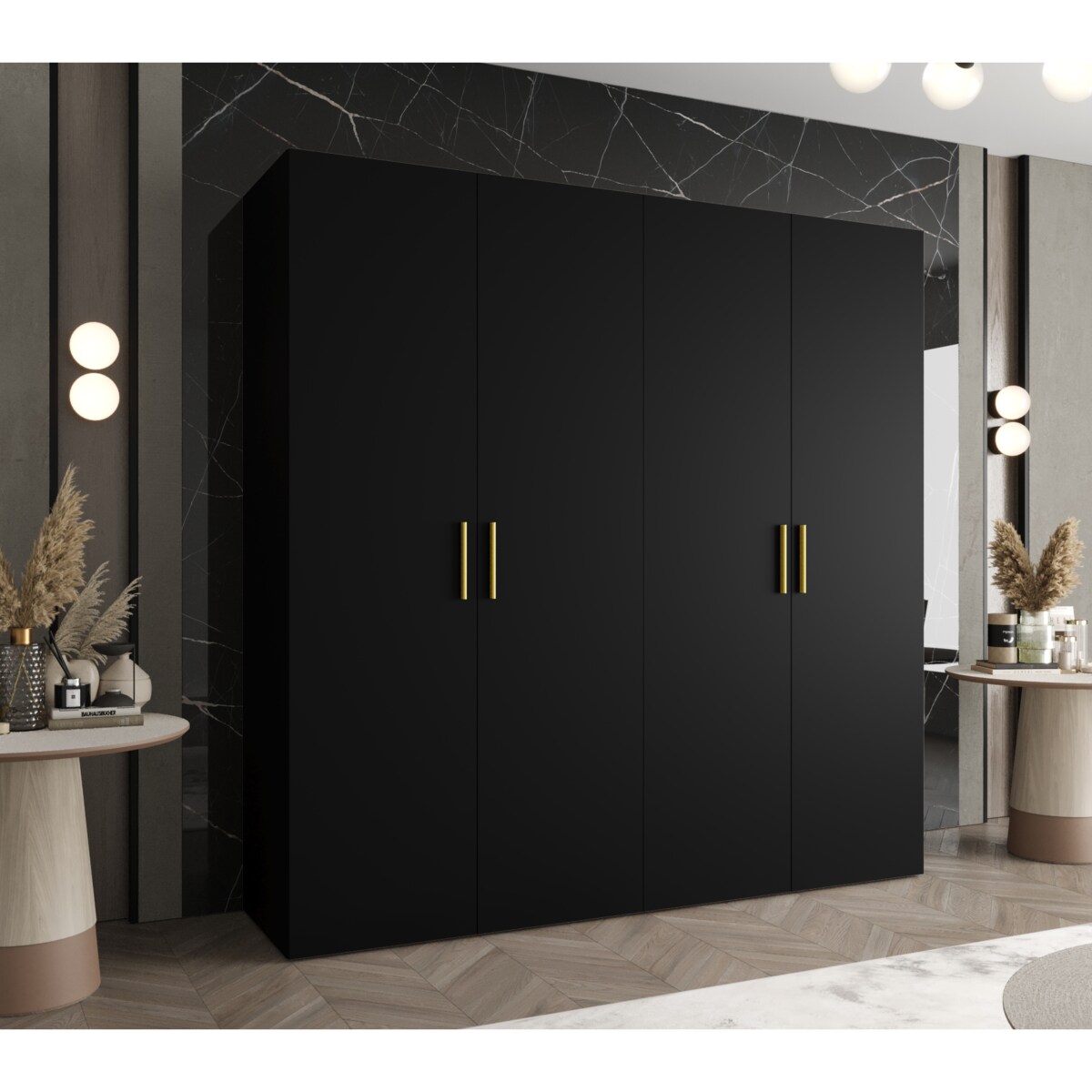 Szafa uchylna otwierana BARI 1 200 wys. 202 cm Czarny + u. Złoty