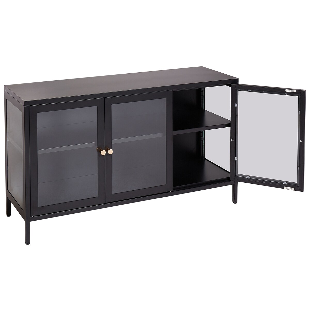 Szafka ze szklanymi drzwiami NEWPORT Metal 115 cm Czarny