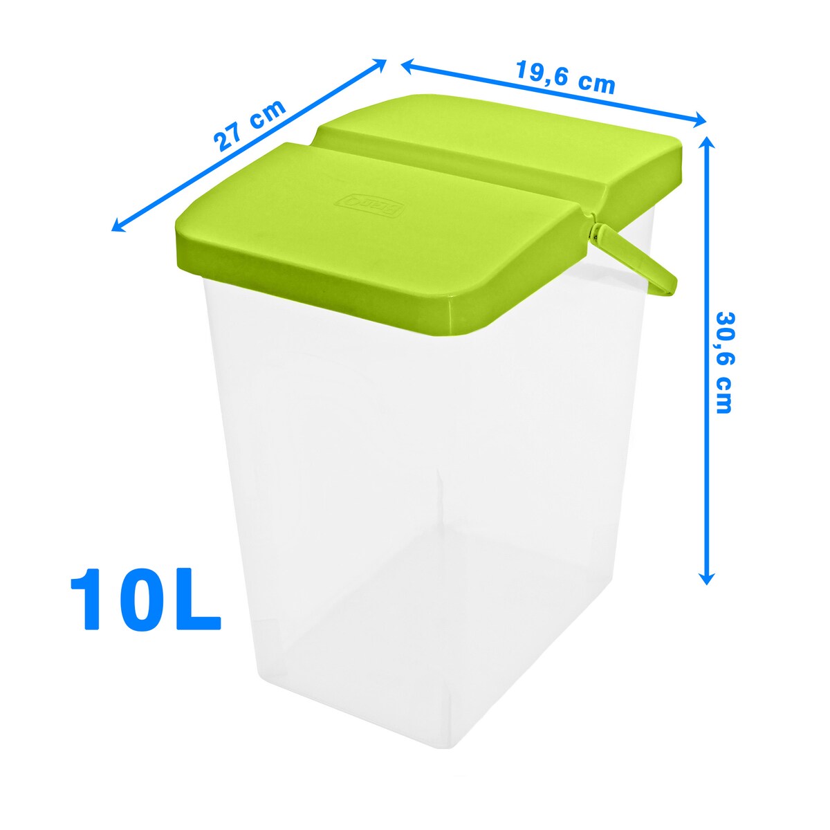 Pojemnik Plastikowy Na Karmę Proszek Z Klapą Pokrywką 10 L Zielony