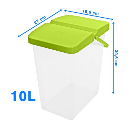 Pojemnik Plastikowy Na Karmę Proszek Z Klapą Pokrywką 10 L Zielony