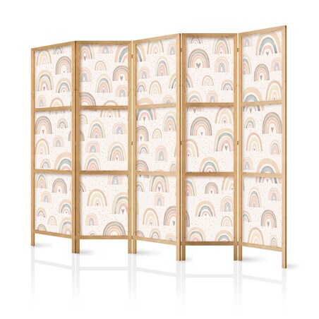 Parawan japoński Dla dzieci 225x172 cm 5-częściowy czarny