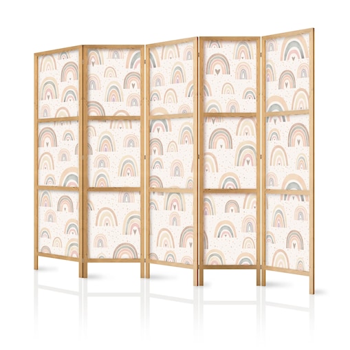 Parawan japoński Dla dzieci 225x172 cm 5-częściowy czarny