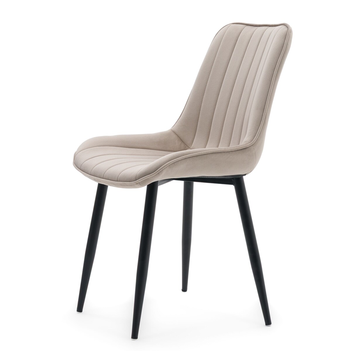 Krzesło beżowe welurowe ELVA na czarnych nogach do salonu jadalni