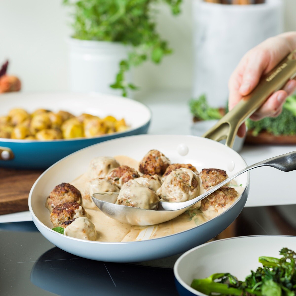 Patelnie ceramiczne SHADES Coastal 20cm + 24cm + 28cm