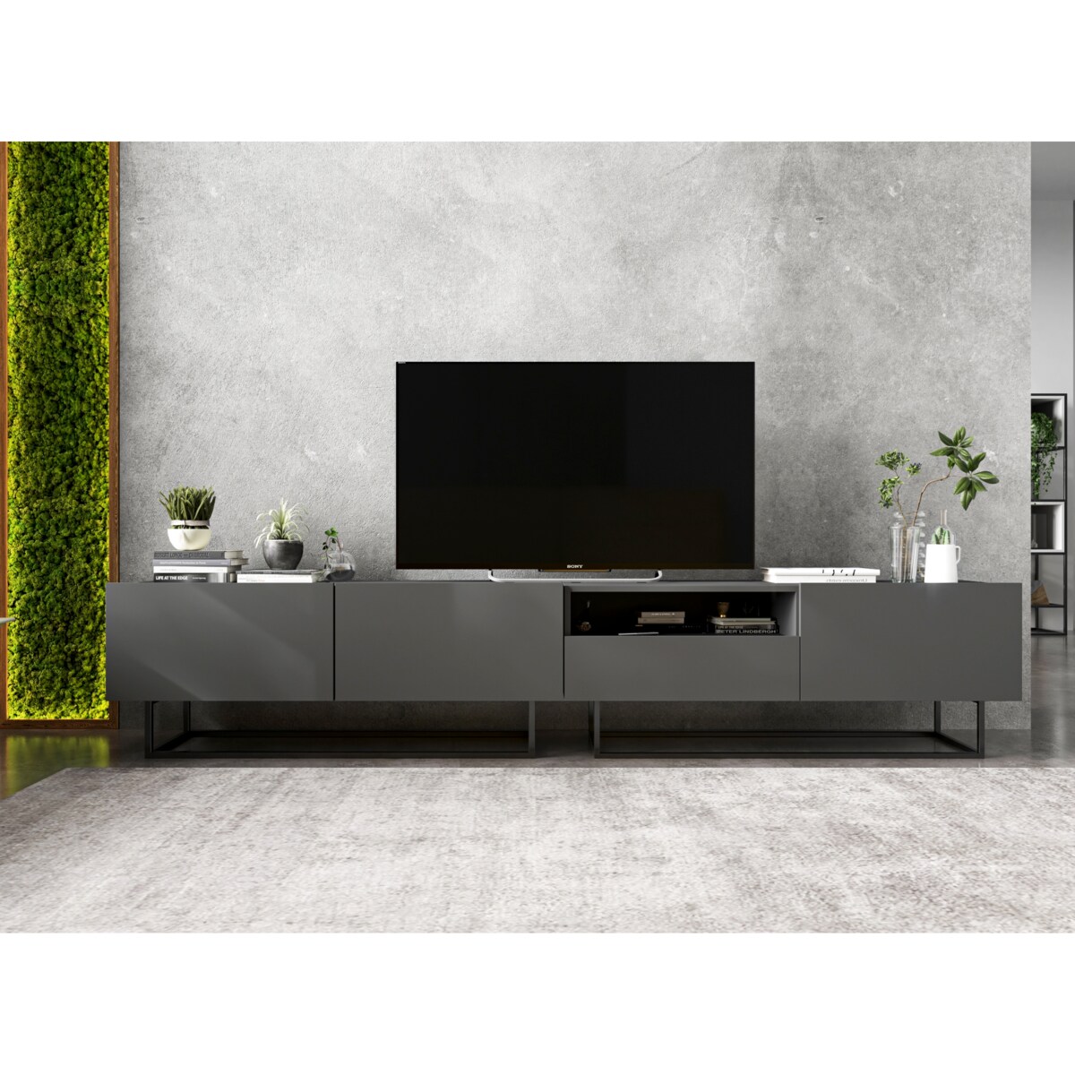 Szafka RTV Loft Industrialna Komoda RTV Szuflada Grafit Mat 120 cm