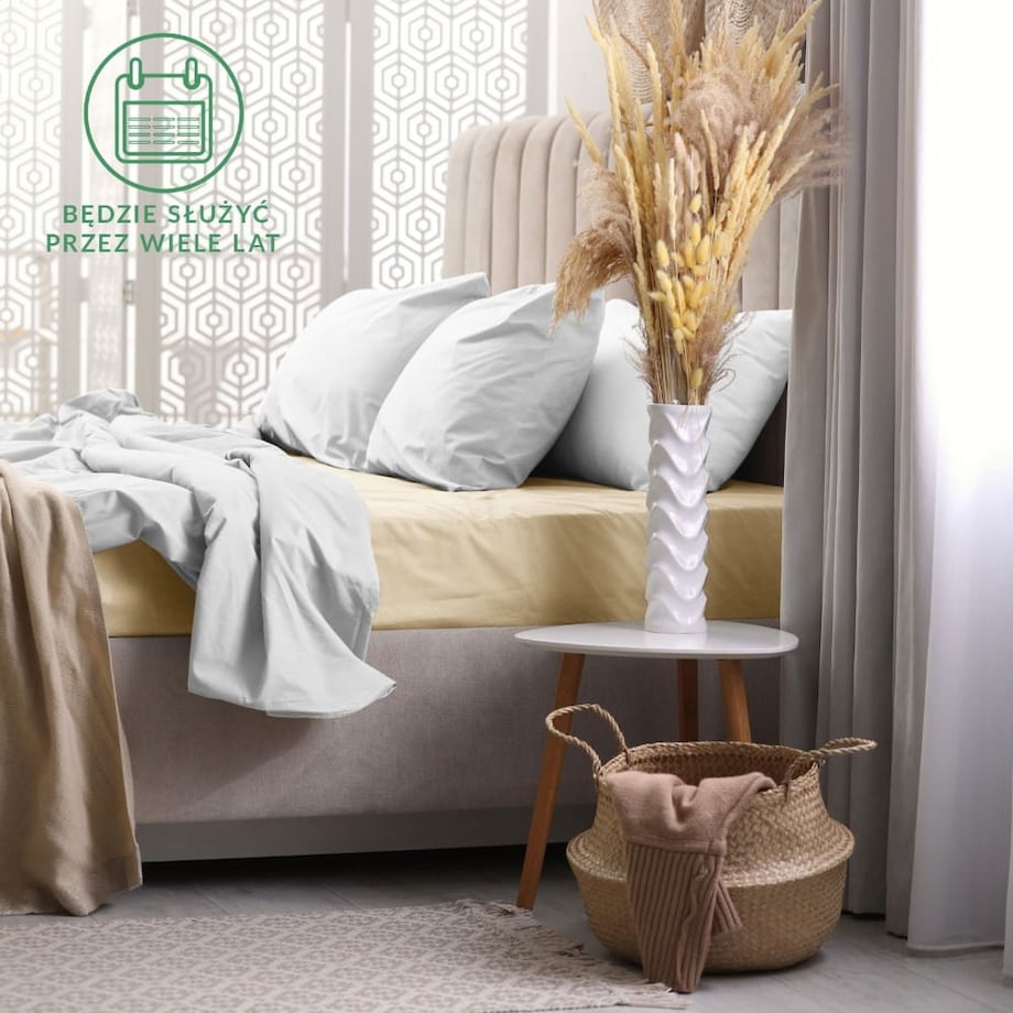 Prześcieradło z bawełny frotte z gumką 140x200 kolor jasny beż PREMIUM