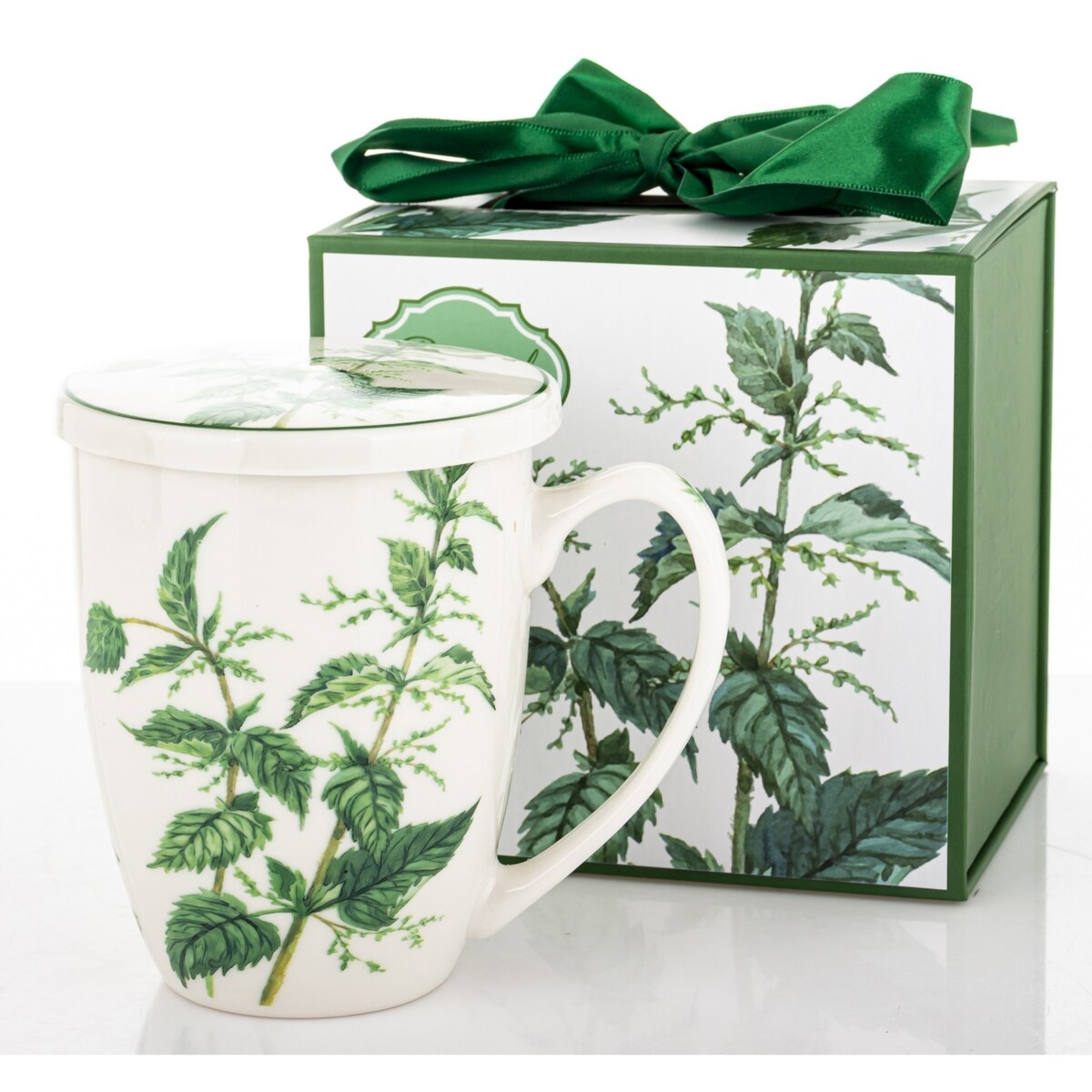 Kubek z zaparzaczem 350 ml w pudełku 12x12x9 cm HERBES pokrzywa