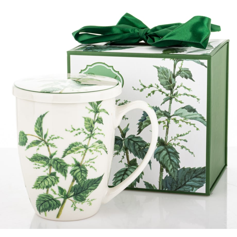 Kubek z zaparzaczem 350 ml w pudełku 12x12x9 cm HERBES pokrzywa